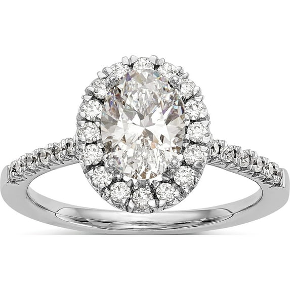 14K White Gold 14Kw Oval Halo Diamond Semi-Mount Engagement Ring (Size 7) Made In India rm2058e-075-waa