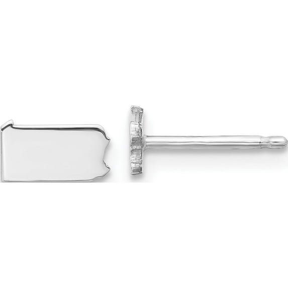 14K White Gold 14Kw Pennsylvania State Earrings (4.63 X 8.19) Made In United States xne50w-pa