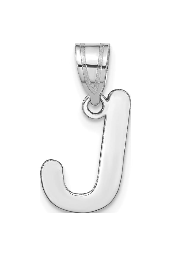 14K White Gold 14Kw Polished Bubble Letter J Initial Pendant - Jbsp