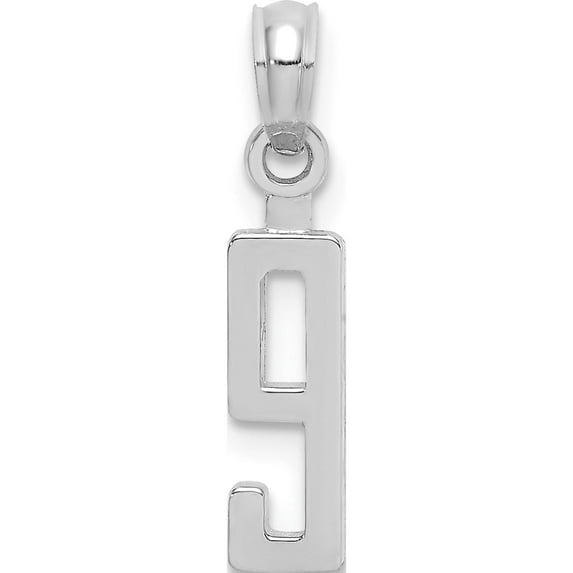14K White Gold 14Kw Polished Number 9 Pendant (18.97 X 4.76) Made In United States nu09w