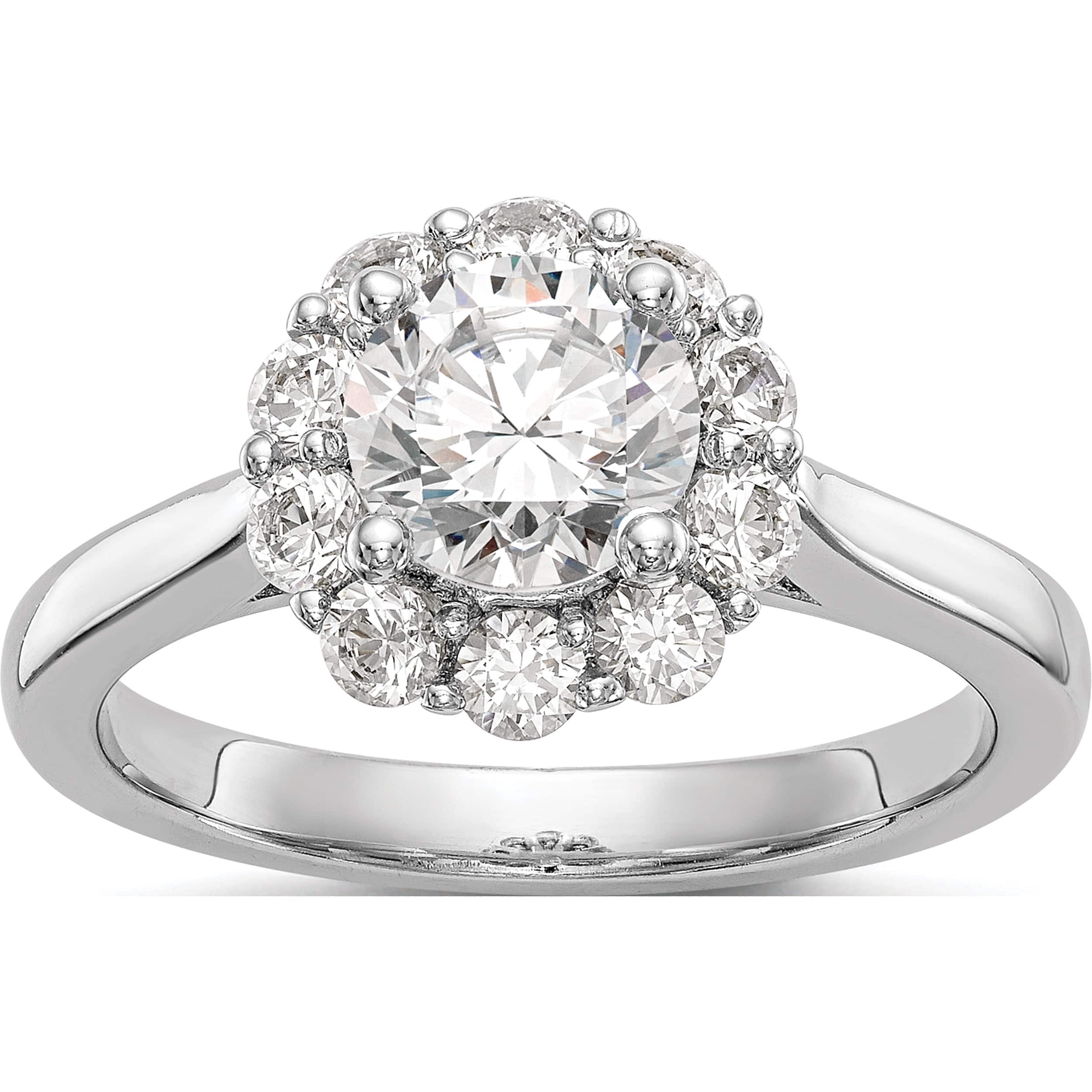 Amala - 14k White Gold 2 Carat Round Wide Band Natural Diamond Engagement  Ring @ $7300