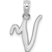 Jewelry by Sweet Pea 14KW White Gold Script Letter V Initial Pendant
