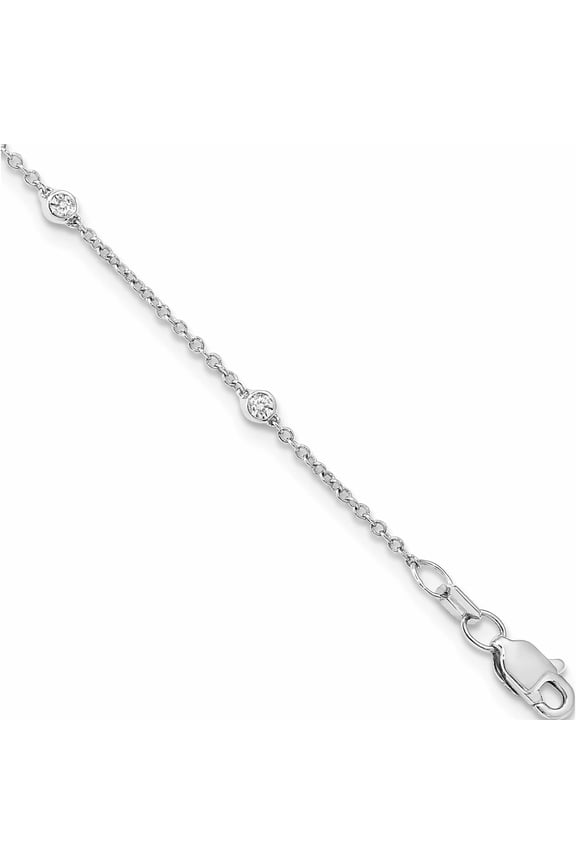 14K White Gold 14Kw True Origin Lab Grown Diamond Vs/Si, D E F, Cable Station Bracelet (8 X 1.2) Made In India -Jewelry By Sweet Pea