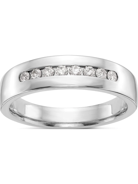 True Origin 14K White Gold Men's 1/3 carat Lab Grown Diamond VS+ F+ Complete Channel Band