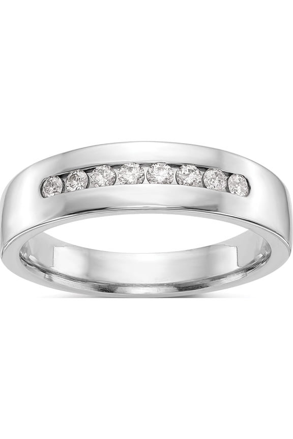 True Origin 14K White Gold Men's 1/3 carat Lab Grown Diamond VS+ F+ Complete Channel Band