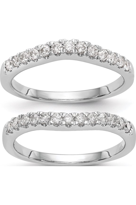 14K White Gold 14Kw True Origin Lab Grown Diamond Vs/Si, D E F, Set Of 2 Bands (Size 7) Made In India rm3271b-063-wld