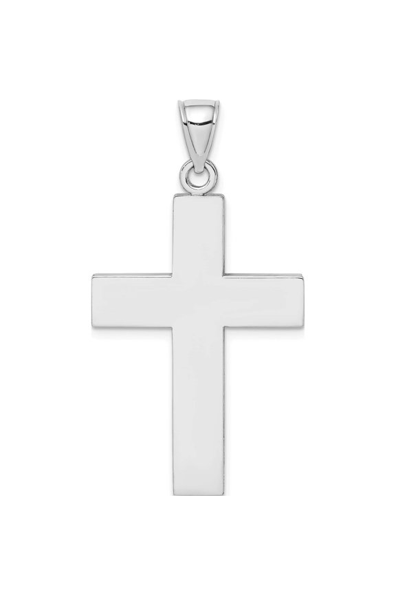 14K White Gold 14Kwhite Large Block Cross With Open Back Charm (42.8 X 23) Made In United States k8347w