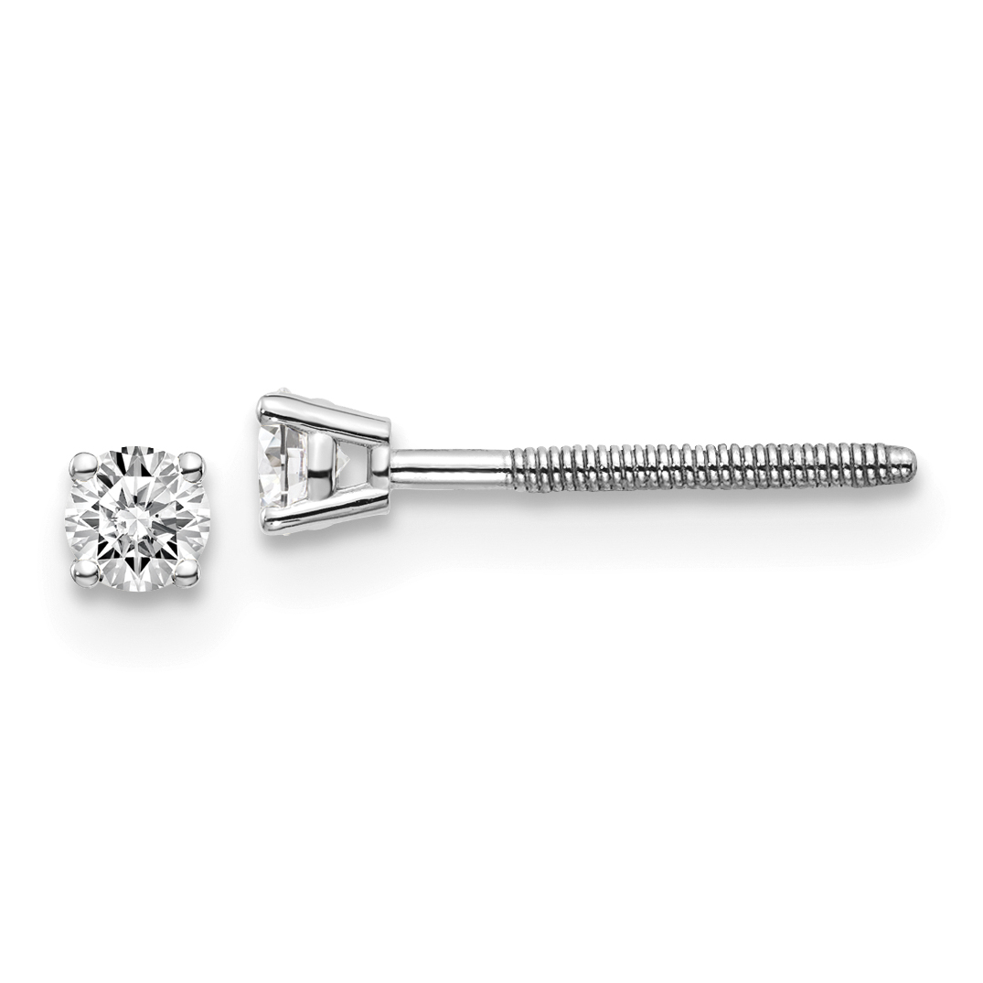14K White Gold .15ct VS2 and SI1 G-I Diamond Stud Thread On and Off Post Earrings
