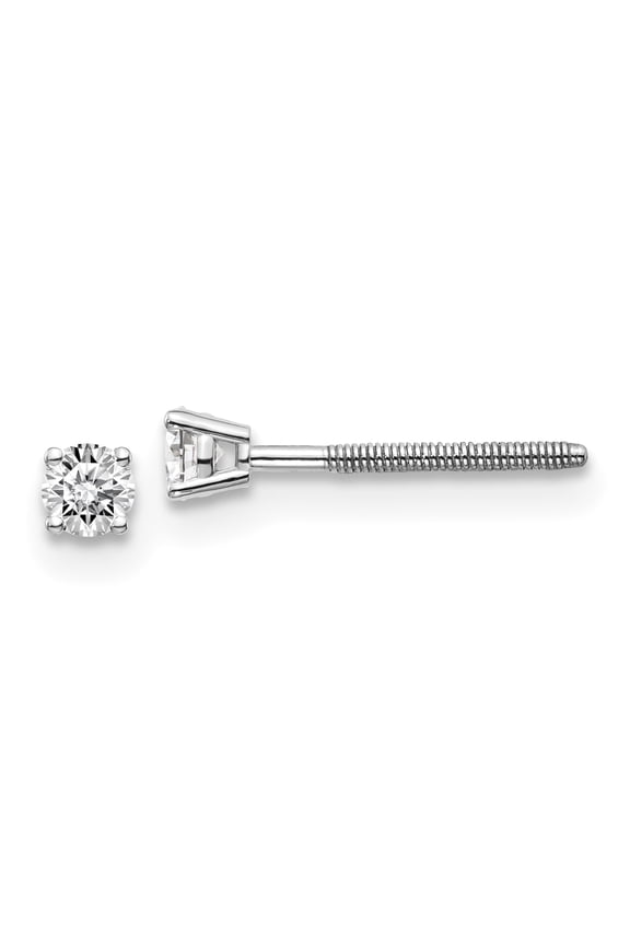 14K White Gold .15ct VS2 and SI1 G-I Diamond Stud Thread On and Off Post Earrings