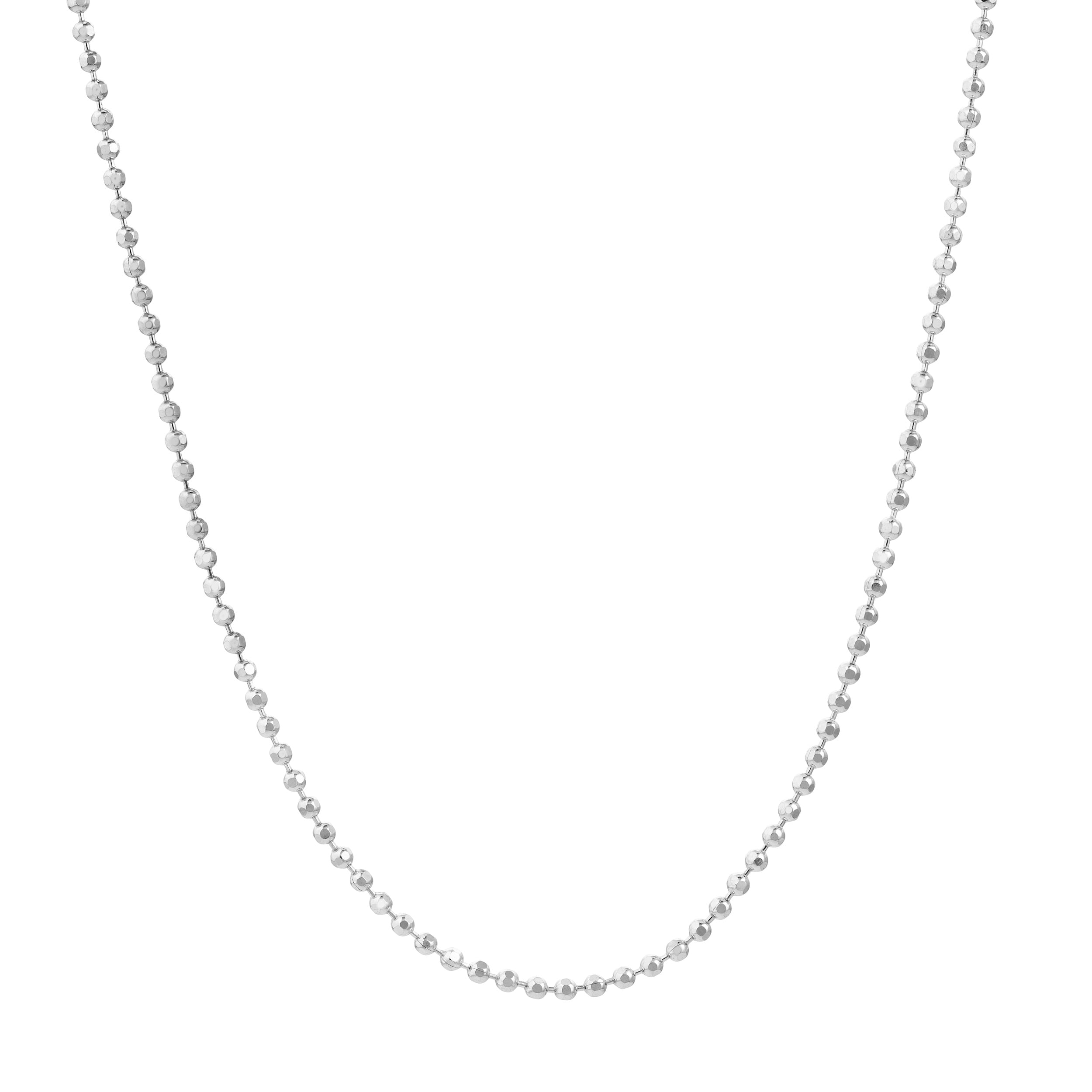14K White Gold 16" 1.20mm D/Cut Bead Chain Necklace Women