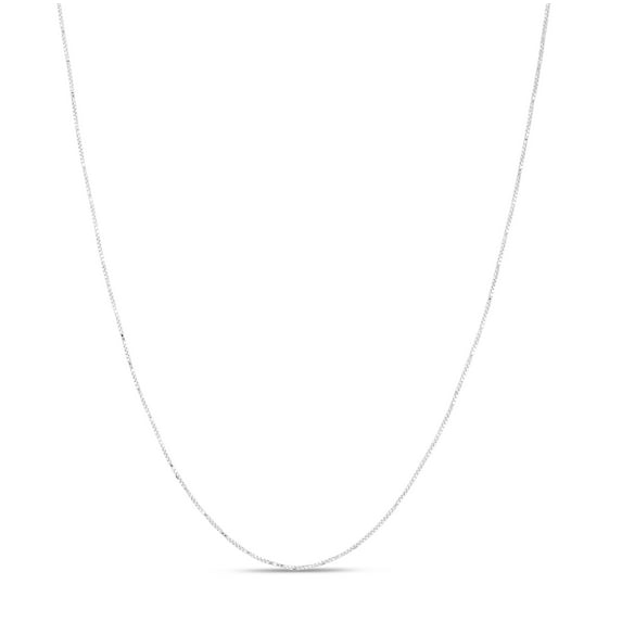 14K White Gold 16-18in 0.7mm Extendable Box Chain with Lobster Clasp