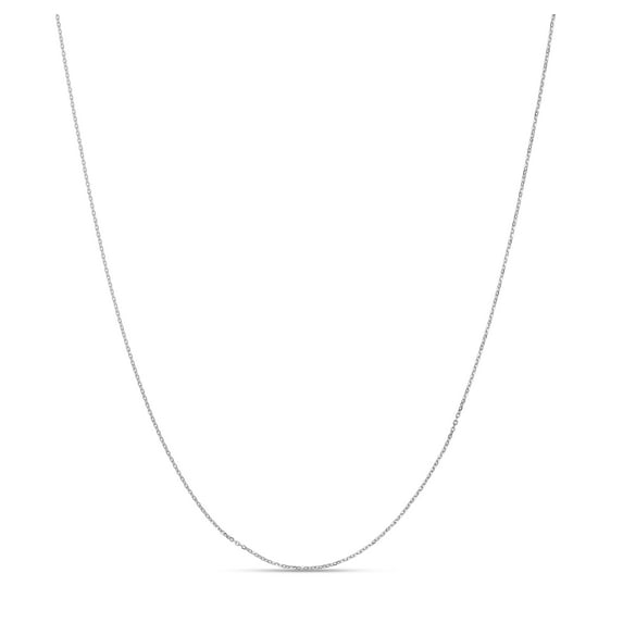 14K White Gold 16-18in 0.8mm Diamond-Cut Extendable Cable Chain with Lobster Clasp