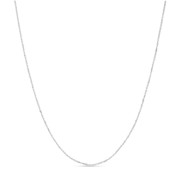 14K White Gold 16-18in 1.1mm Diamond-Cut Extendable Cable Chain with Lobster Clasp