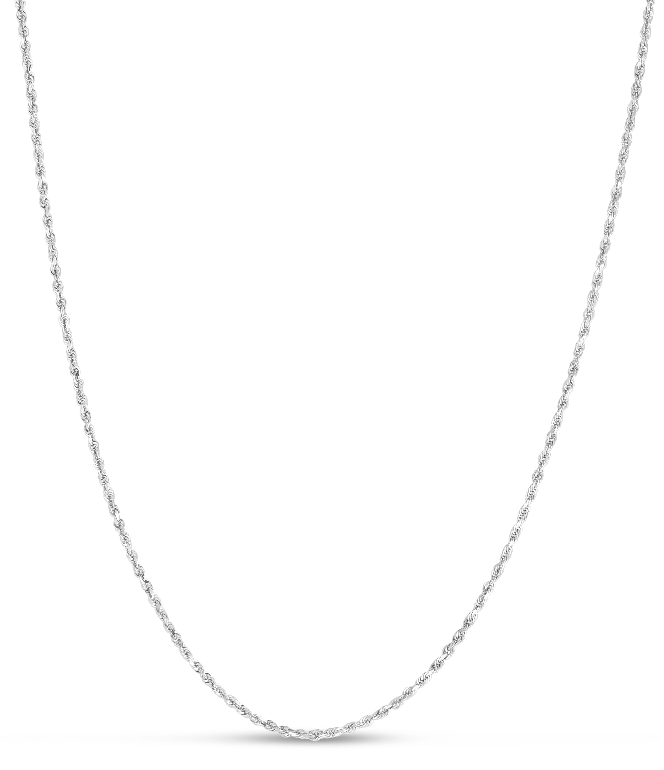 14K White Gold 16in 1.25mm Diamond-Cut Rope Chain with Lobster Clasp