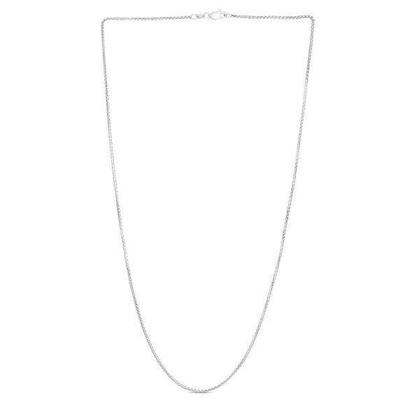 JewelStop 14K White Gold 16in 1.35mm Round Box Chain with Lobster Clasp - 1.9gr.