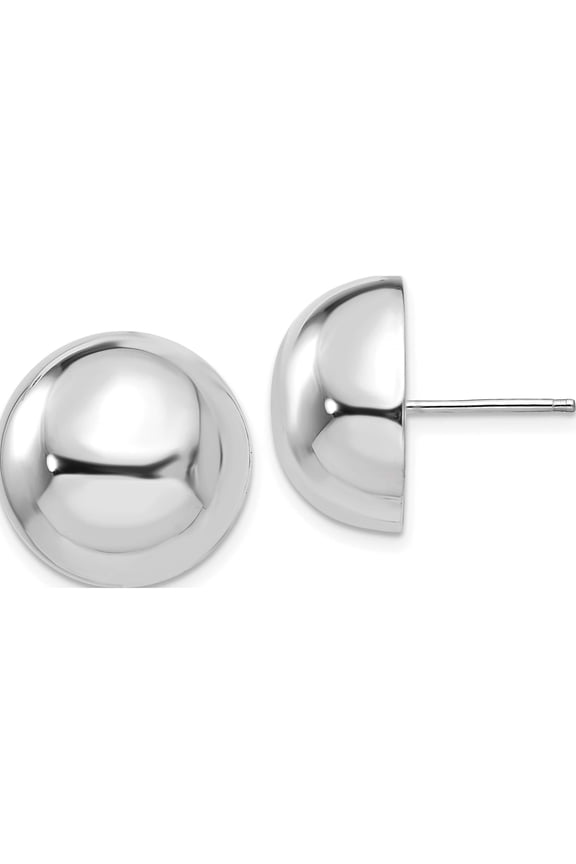 14K White Gold 16mm Polished Half Ball Post Earrings
