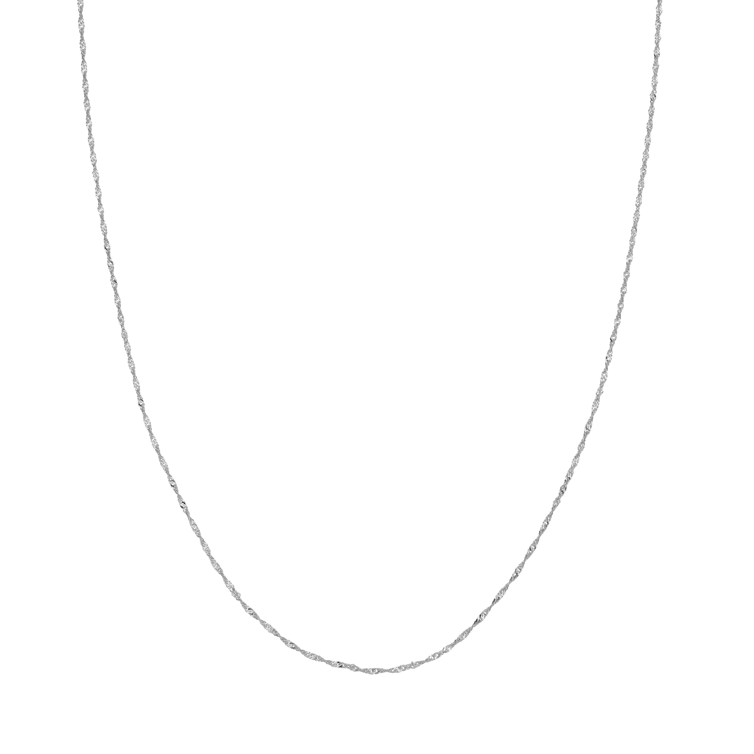 JEWELRY ADDICT 14K White Gold 18" 1.15mm Singapore Chain Necklace - Unisex