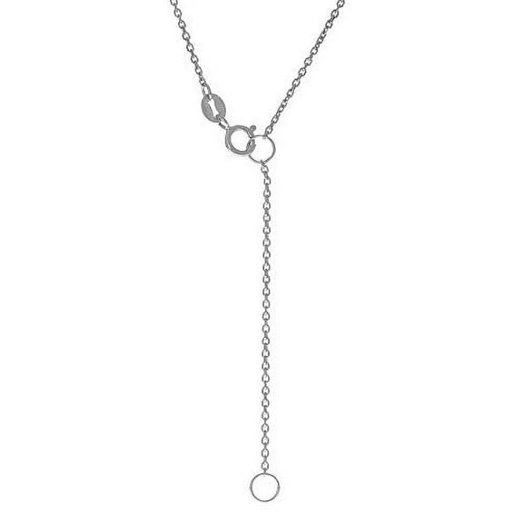 14K White Gold 18-20" 1.1mm Diamond-Cut Extendable Cable Chain with Lobster Clasp