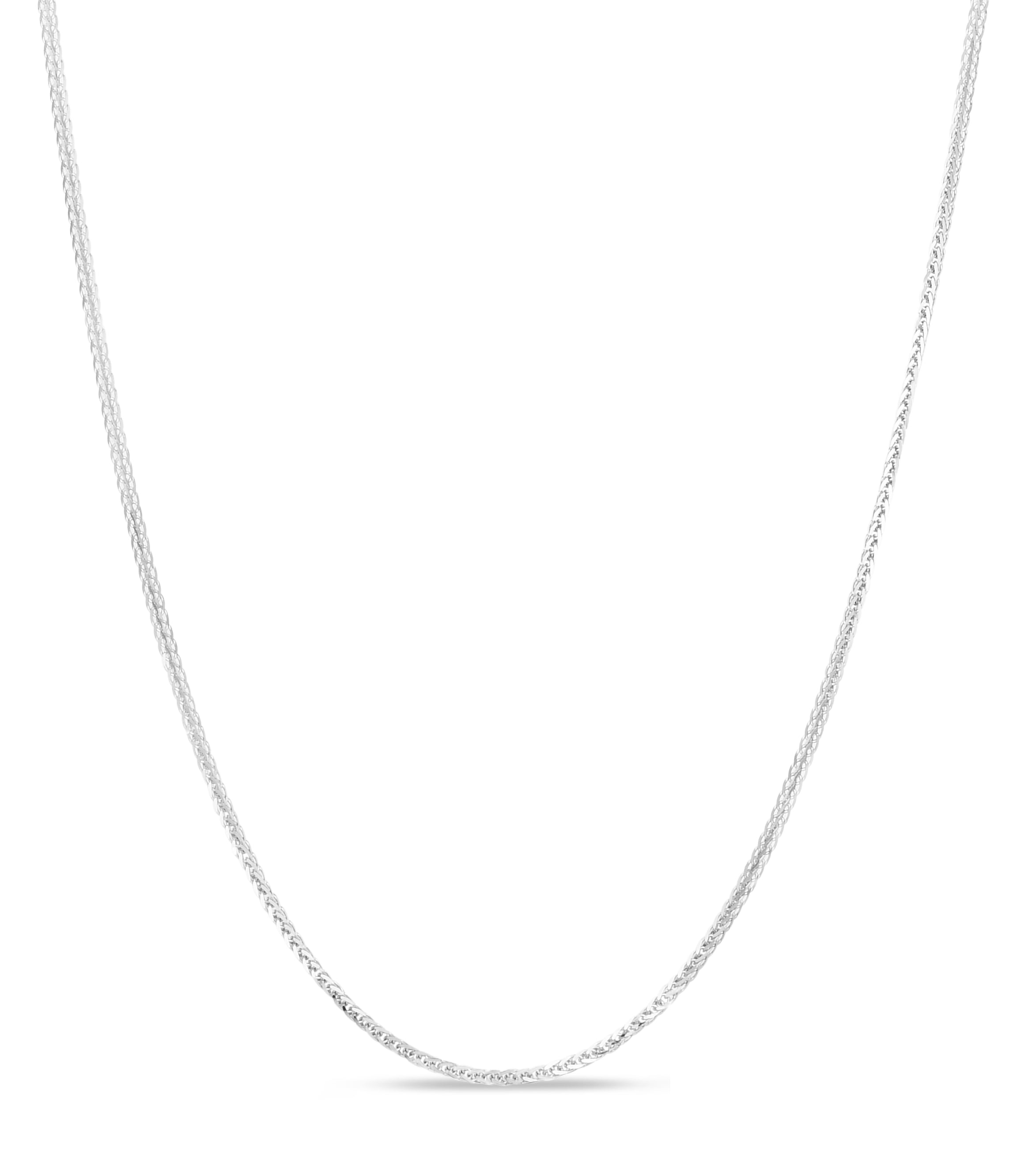 14K White Gold 18in 1.8 mm Square Wheat Chain with Lobster Clasp