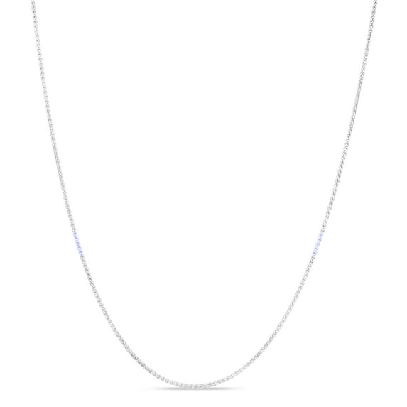 14K White Gold 18in 1mm Round Wheat Chain with Lobster Clasp