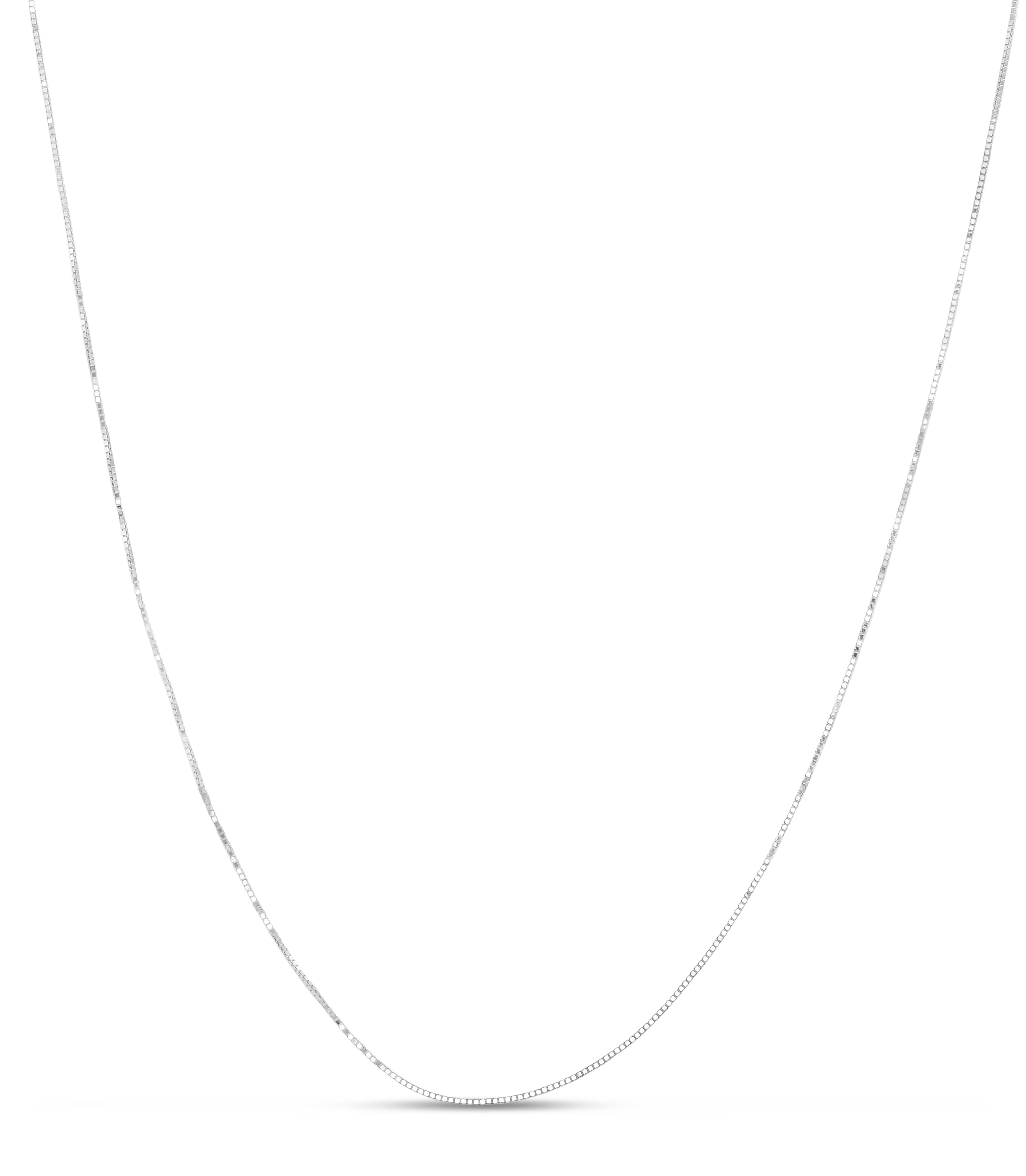 14K White Gold 18in Box Chain with Lobster Clasp