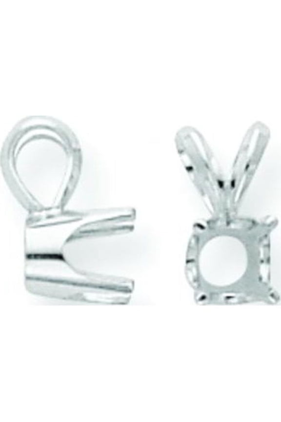 14K White Gold 1Ct 4 Prong Round Pendant Setting