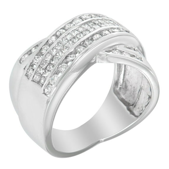 14K White Gold 1ct.TDW Diamond Bypass Ring(H-I,I1-I2)