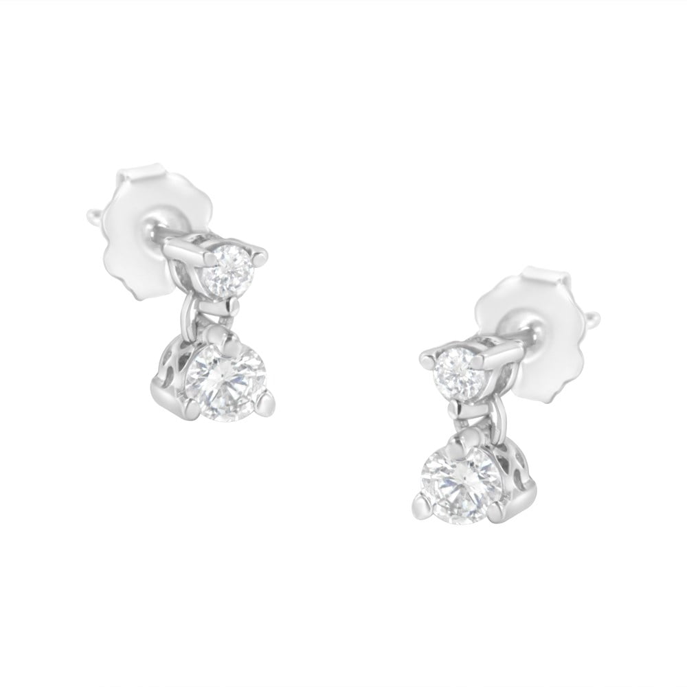 Brilliance Fine Jewelry 0.50 Carat T.W. Diamond Stud Earring in 14K White  Gold, (I-J, I2-I3) 