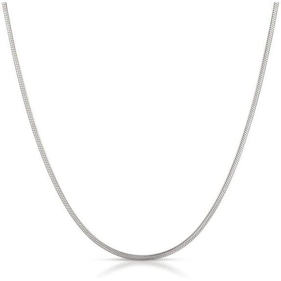 14K White Gold 1mm Round Snake Pendant Chain, FREE Microfiber Cloth, Shiny Link Mens Womens Necklace, Giorgio Bergamo 22