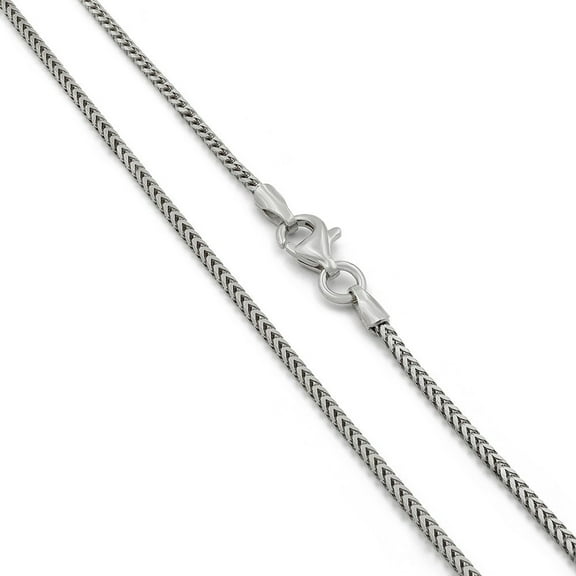 14K White Gold 1mm Solid Franco Chain, FREE Microfiber Cloth, Square Box Link Mens Womens Necklace, Giorgio Bergamo