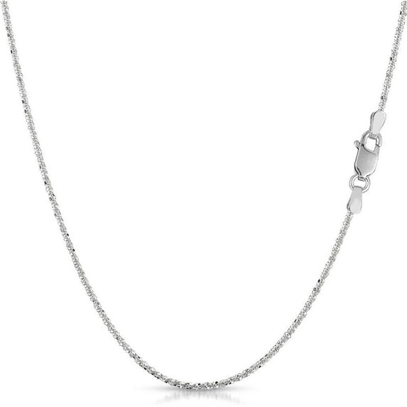14K White Gold 1mm Sparkle Pendant Chain, FREE Microfiber Cloth, Rock Margarita Link Mens Womens Necklace, Giorgio Bergamo 16