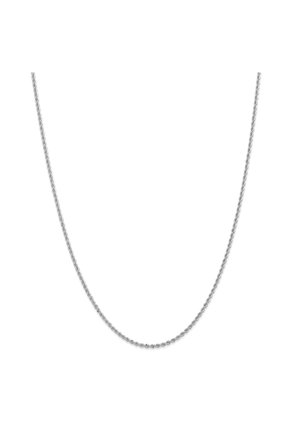 14K White Gold 2.0mm Handmade Regular Rope Chain 22 Inch