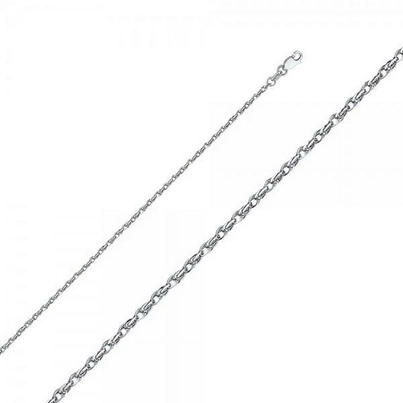 14K White Gold 2.2mm Double Link Hollow Rope Chain : 22"