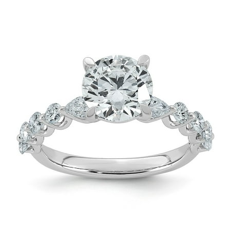 14K White Gold 2 3/4ct Cert. Rd Ctr Lab Grown Diamond VS+ F+ w/ Rd & Pear Sides Comp. Eng