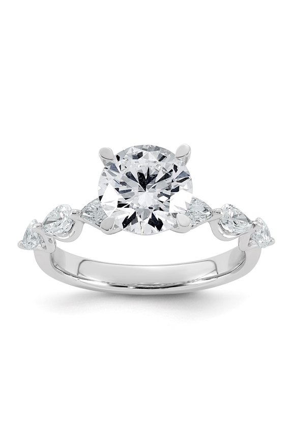 14K White Gold 2 3/4ct Certified Rd Ctr Lab Grown Diamond VS+ F+ w/ Pear Sides Comp. Eng.
