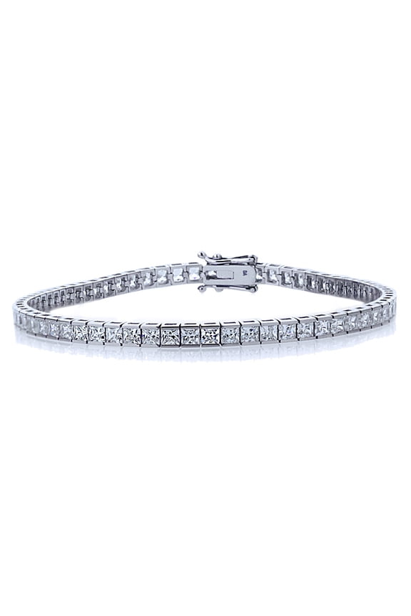 14K White Gold 2.5mm 6.8 ct.tw Princess Cubic Zirconia Channel Set Tennis Bracelet