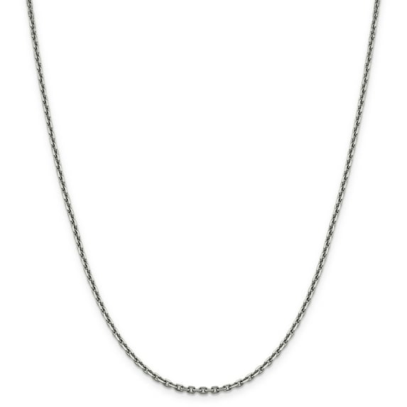 14K White Gold 2.5mm Diamond Cut Cable Chain 24 Inch