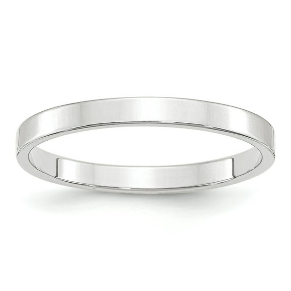 14K White Gold 2.5mm Light Weight Flat Band Ring Size 7
