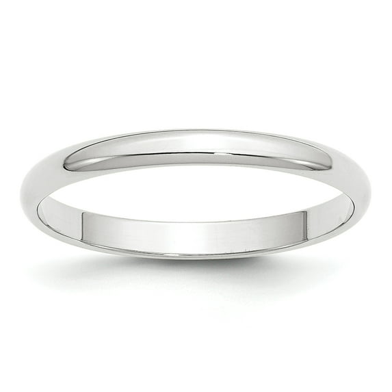 14K White Gold 2.5mm Light Weight Half Round Band Ring Size 7.5