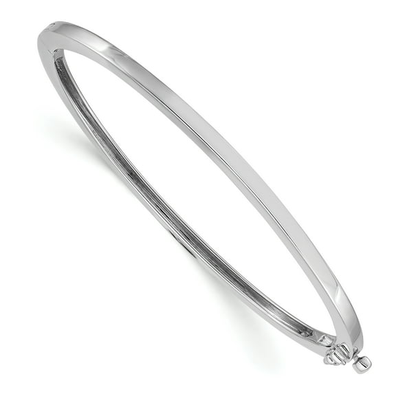14K White Gold 2.5mm Polished Casted Hinged Bangle Bracelet
