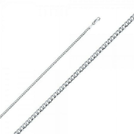 14K White Gold 2.7mm Cuban Concave Chain : 16"