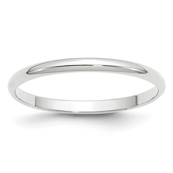 14K White Gold 2 mm LTW Half-Round Band - Size 5.5
