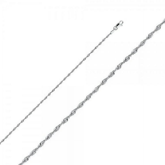 14K White Gold 2 mm Rope Chain : 18"