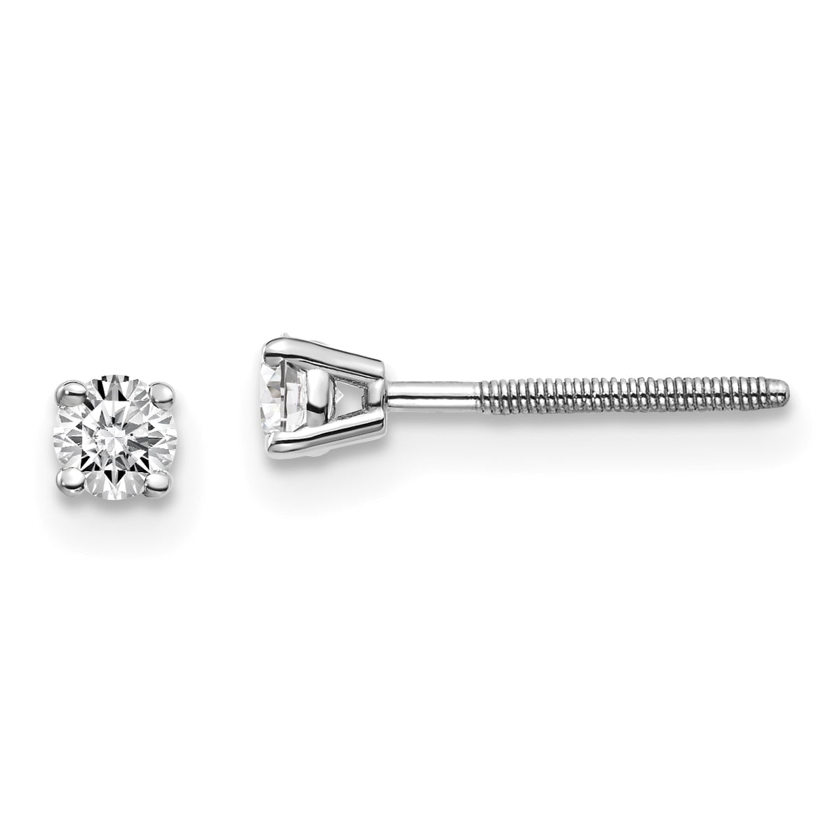14K White Gold .20ct SI3 G-I Diamond Stud Thread On and Off Post Earrings