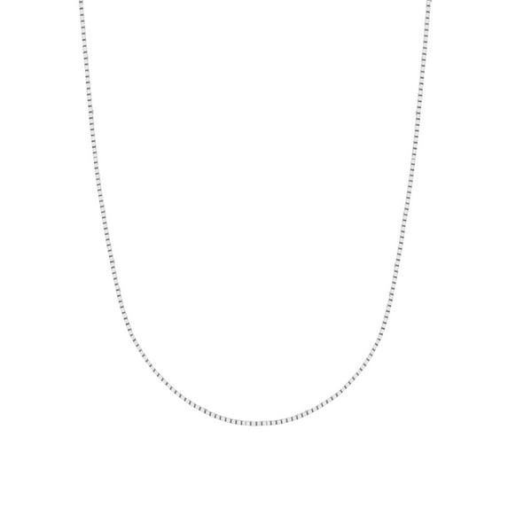 14K White Gold 20in 0.6mm Classic Box Chain with Lobster Clasp