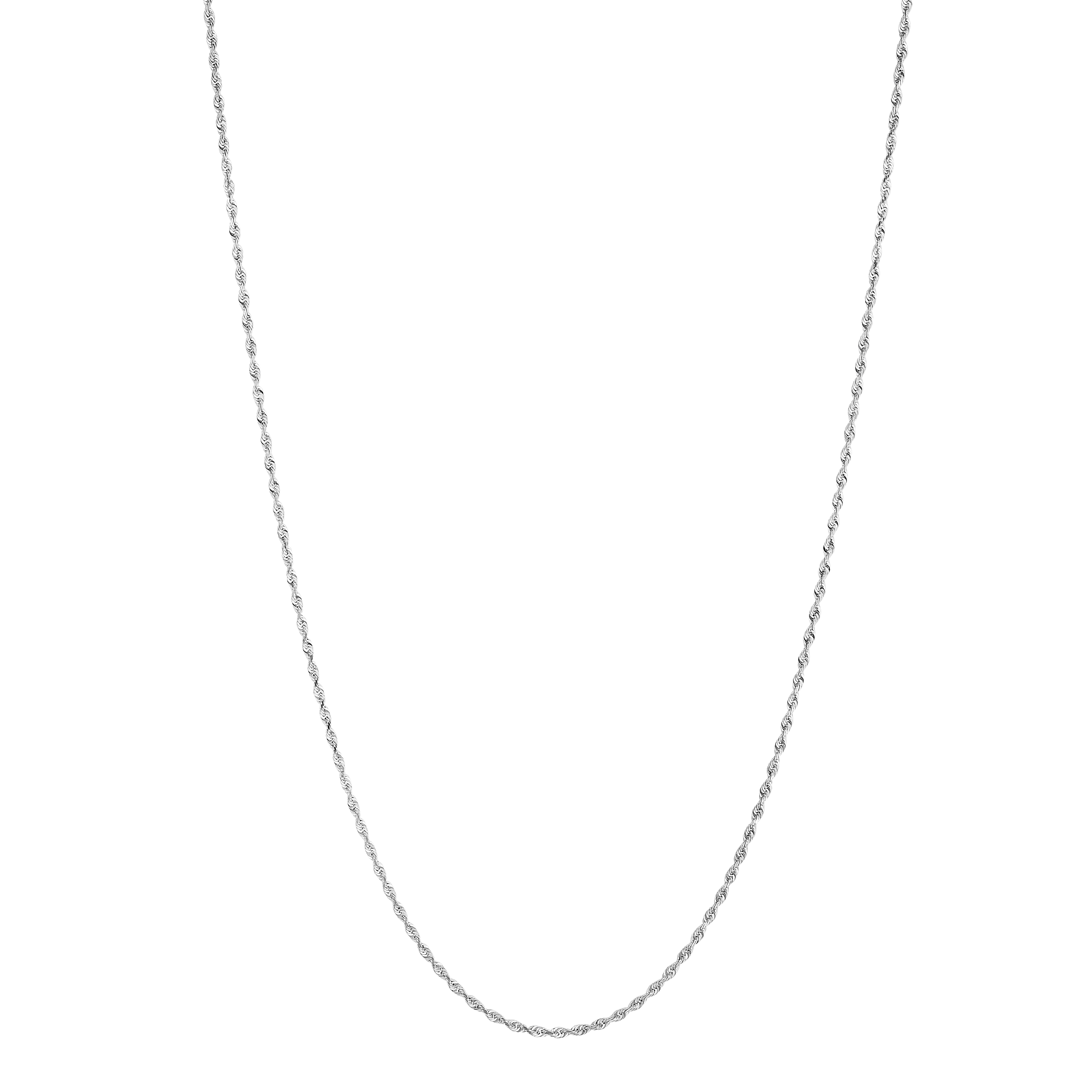 14K White Gold 20in 1.25mm Diamond-Cut Rope Chain with Spring Ring Clasp