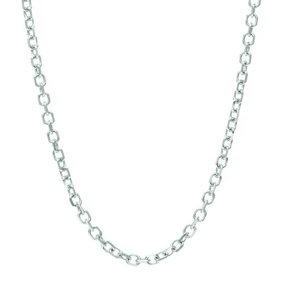 14K White Gold 20in 2.2mm Diamond-Cut Cable Chain with Lobster Clasp
