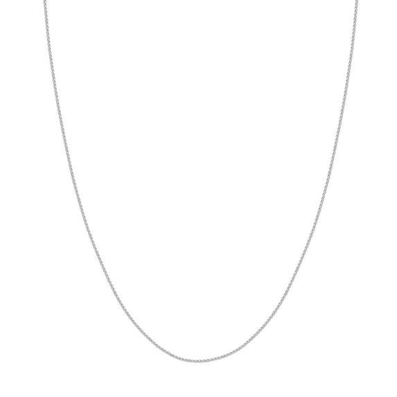 14K White Gold 24" 1.05mm Round Wheat Chain Necklace, Women