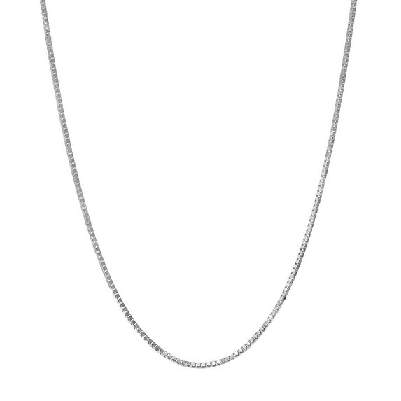 14K White Gold 24in 1mm Classic Box Chain with Lobster Clasp