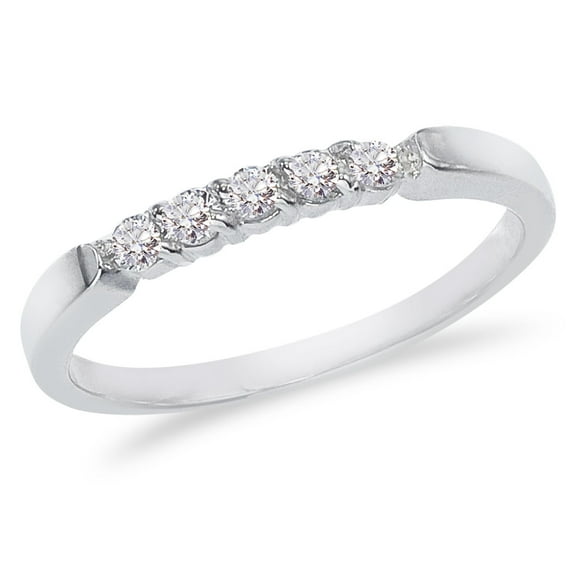 14K White Gold .25 ct Diamond Five Stone Band Ring